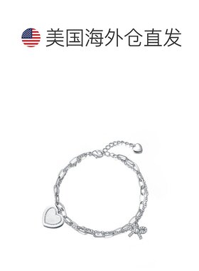 自营 geneviveGa 纯银镀铑心形回形针手链 - 白色 美国奥莱直发