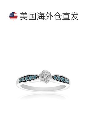 自营 vir jewels 1/3 cttw 蓝色钻石单石戒指 10K 白金 - 白色 美