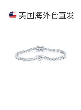 自营simonaSterling Silver, Heart & Round CZ Tennis Bracelet