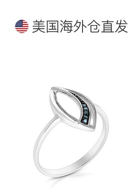 自营 vir jewels 1/20 克拉蓝色钻石榄尖形戒指 .925 纯银配铑 -