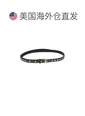 美国直邮自营orciani纤细黑色小牛皮花卉腰带-黑色 美国奥莱直发