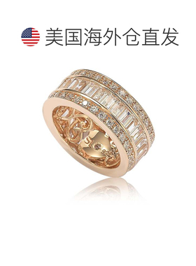 自营 Suzy Levian Rose 纯银立方氧化锆白色长方形现代永恒戒指 -