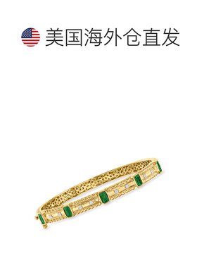 自营 ross-simons罗斯-西蒙斯翡翠和 . 18kt 金钻石手镯手链 8 英