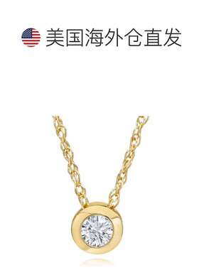 自营 pompeii33/8 克拉包边单石钻石 14K 金新款女式吊坠项链 - 1