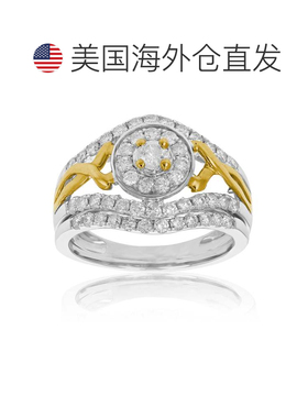 自营 vir jewels7/8 cttw 钻石婚礼订婚戒指套装 14K 白色黄金光
