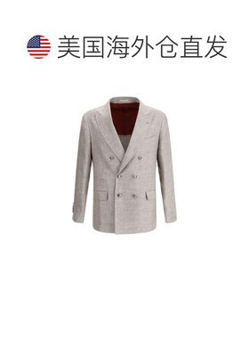 自营Brunello Cucinelli  Linen Men's Blazer - brown 美国奥莱