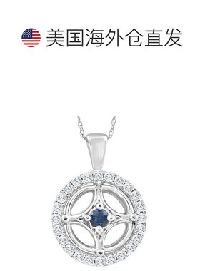 自营 pompeii35/8 克拉蓝色蓝宝石和钻石圆形吊坠 15 毫米白金女
