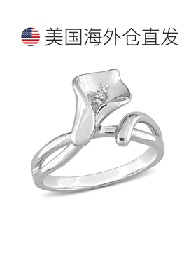 自营 925 纯银 Mimi & Max 钻石口音马蹄莲戒指 - 白色 美国奥莱