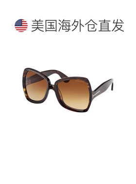 自营Tom Ford蝴蝶型全边太阳镜，深色哈瓦那镜框，棕色渐变镜片Ft