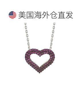 自营Suzy Levian 粉色立方氧化锆纯银心形吊坠 - 粉色 美国奥莱直