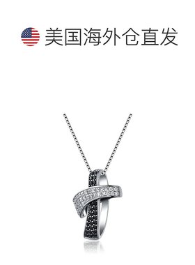 自营 GENEVIVE 纯银黑色镀黑色立方氧化锆项链 - 黑色 美国奥莱直