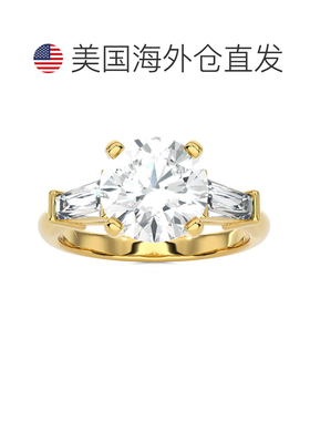 自营pompeii3经认证的 2 5/8 克拉 3 石长方形钻石订婚戒指 14k