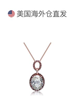 自营 genevive纯银玫瑰金吊坠 - 黑色 美国奥莱直发