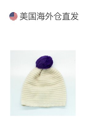 portolano带毛绒球的罗纹小圆帽 - 象牙色/紫色 【美国奥莱】直发