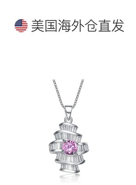 自营 geneviveGv 纯银透明和粉红色立方氧化锆单石项链 - 紫色 美