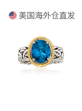 自营 Ross-Simons 伦敦蓝色托帕石拜占庭式戒指 14 克拉黄金和纯
