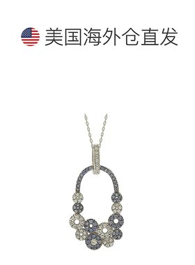 自营 925 纯银多圈吊坠 Suzy Levian 蓝宝石和钻石配饰 - 蓝色 美