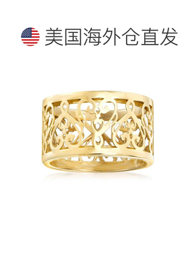 自营 Ross-Simons 意大利 14kt 黄金花丝心形戒指 - 黄色 美国奥