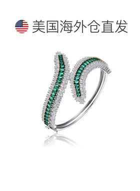 自营geneviveGa 纯银镀铑祖母绿方晶锆石手镯 - 绿色 美国奥莱直