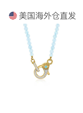 自营Ross-Simons 海蓝宝石珠和。钻石龙虾扣项链，配单颗瑞士蓝托