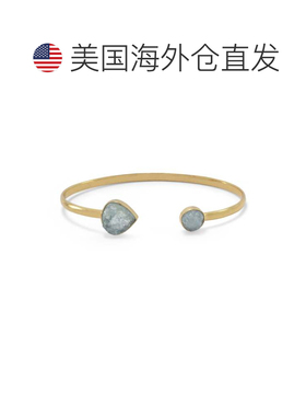 自营liv oliver18k 金梨形海蓝宝石和圆形开口手镯 - 金 美国奥莱