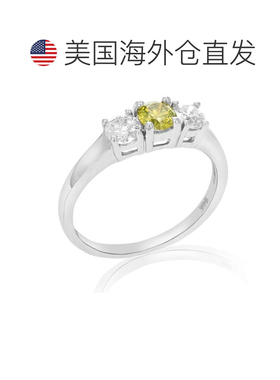 自营 vir jewels1 cttw 3 石黄色和白色钻石订婚戒指 14K 白金新