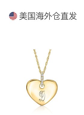自营 罗斯 西蒙斯的RS Pure 14kt黄金个性化心形吊坠项链，镶嵌钻
