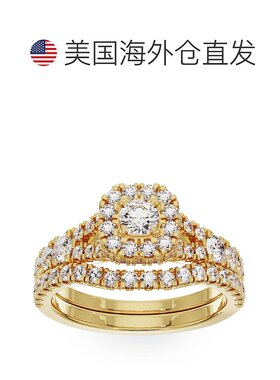 自营 pompeii31 1/4 克拉垫形光环钻石订婚结婚戒指，白金或黄金