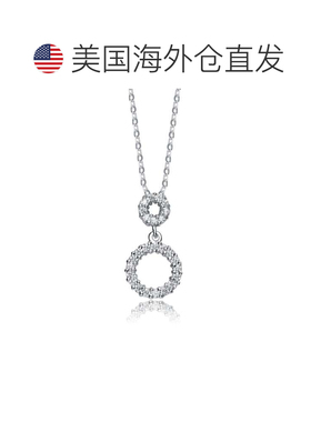 自营geneviveC.Z.纯银镀铑轮廓圆形吊坠 - 白色 美国奥莱直发