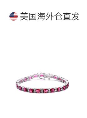 自营 GENEVIVE 纯银红宝石立方氧化锆网球手链 红色 美国奥莱直发