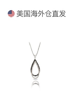 自营 max + stone纯银 0.5 克拉白色和黑色钻石泪滴形项链，带可