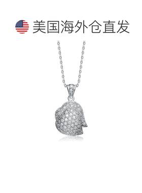 自营 genevive纯银方晶锆石悬垂吊坠项链 - 白色 美国奥莱直发