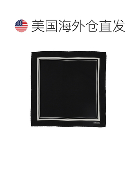 自营tom ford精致的双线边框丝质口袋方巾-黑色 美国奥莱直发