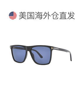 自营Tom Ford黑色醋酸方形蓝色男士太阳镜FT0832 01v 57-黑色 美