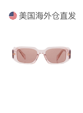 自营Prada Light Brown Rectangular Ladies Sunglasses PR 17WSF