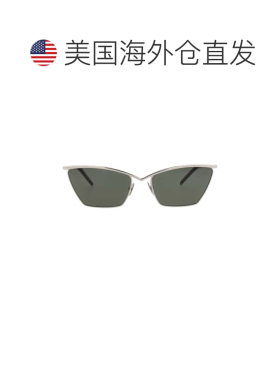 自营saint laurent猫眼镜框金属太阳眼镜-银色银灰色 美国奥莱直