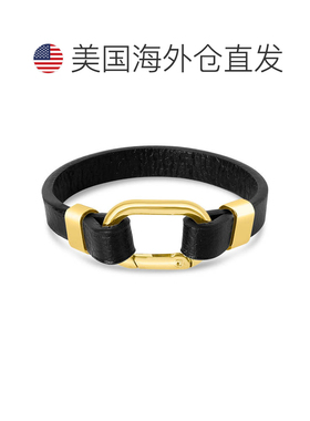 自营Bruno Magli Mens Structured Leather Bracelet, Gold - gol
