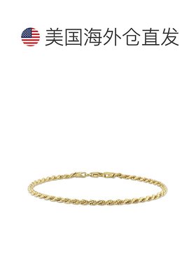 自营 Mimi & Max 2.2 毫米绳链手链 镀黄色纯银 - 7.5 英寸 - 黄