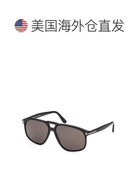 自营Tom Ford Sunglasses Aviator Full Rim, Shiny Black Frame
