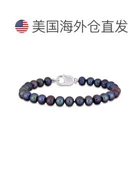 自营Mimi & Max 8-8.5 毫米男士黑色淡水养珠手链带纯银龙虾扣 -