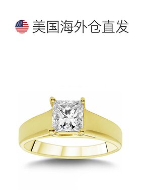 自营 pompeii31 CT 公主方形切割钻石单石订婚戒指 14k 黄金 - 14