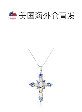 自营 Ross-Simons Ethiopian Opal and Tanzanite Cross Pendant