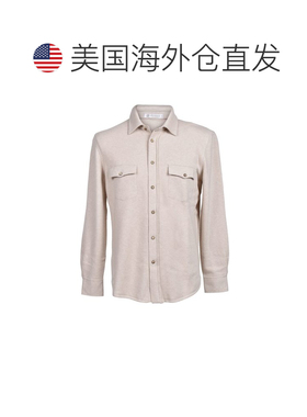 自营Brunello Cucinelli Wool Dress Men's Shirt - beige 美国奥