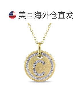 自营Mimi & Max C 首字母钻石配饰吊坠配镀黄色纯银链条 - 黄色