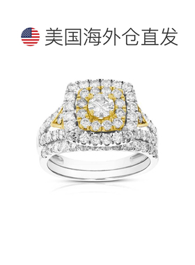 自营 vir jewels2 克拉钻石结婚订婚戒指套装 14K 双色金新娘套装