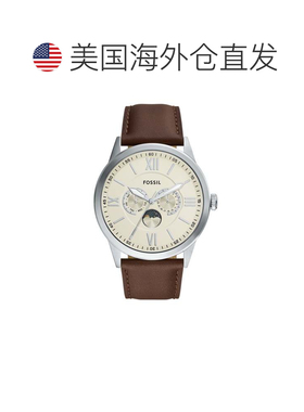 自营Fossil Men's Flynn Multifunction Brown Leather Watch - b