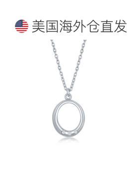 自营 simona925 纯银 0.03cttw 钻石开口椭圆形项链 - 银白色 美
