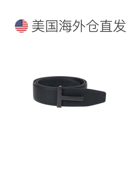 自营tom ford双面小牛皮T型带扣腰带-黑色 美国奥莱直发皮带