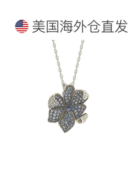自营925 纯银小花吊坠 Suzy Levian 蓝宝石和钻石配饰 - 蓝色 美