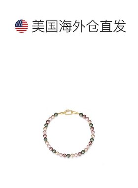 自营classicharms金贝壳珍珠项链配镶嵌宝石登山扣锁 - 金色 美国